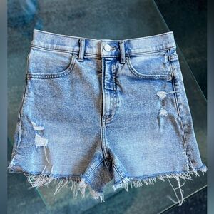 Express Distressed Denim Mom Shorts